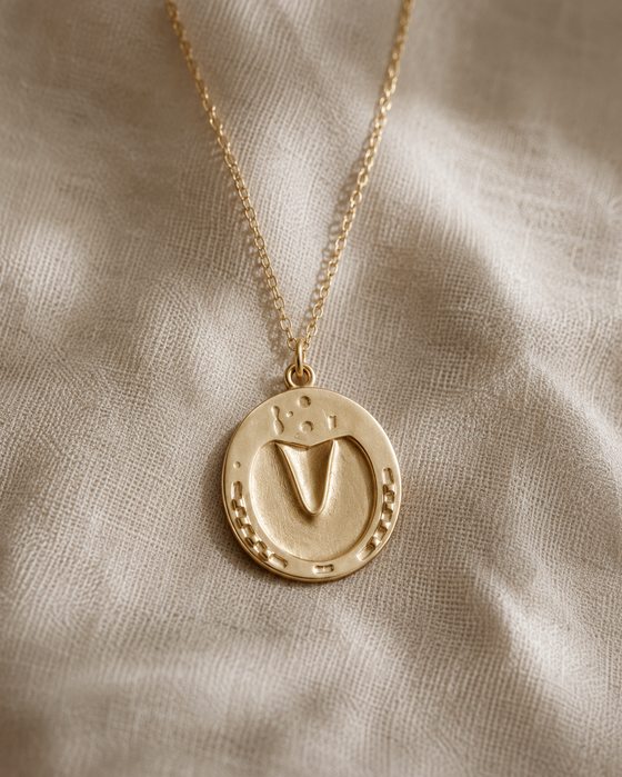 Finished yellow gold hoofprint pendant on a chain